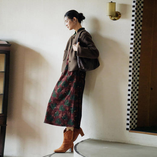 绽放558朵/秋冬羊毛混纺气质*圆领复古果实纽扣双面呢短外套 商品图3