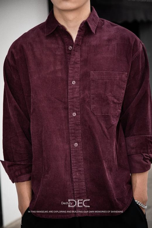 434021165酒红灯芯绒衬衫 商品图5