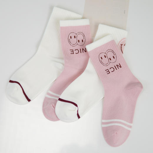 童【2双装 6双6折】丨大童中筒袜秋冬精梳棉袜混色AB版棉袜笑脸袜子【2423222】 商品图1