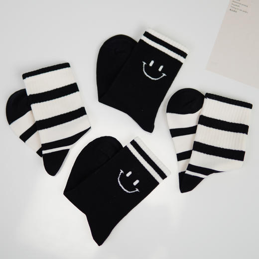 童【2双装 6双6折】丨大童混色中筒袜条纹精梳棉袜AB版童袜条纹袜子【2423221】 商品图3