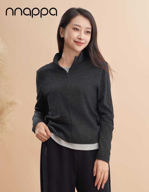 修身单面磨绒假两件立领上衣CA7309 商品图0