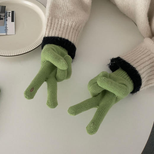 鹿向南ALXNAN  刺绣可爱小熊五指针织手套 商品图4