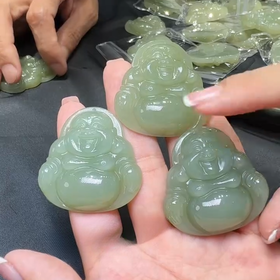 玉美人菲菲HZ^和田玉佛公吊坠约43*43mm-多样性发一