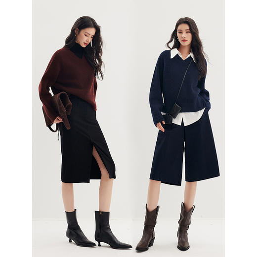 棉仓357635004-V领外穿针织衫 商品图4