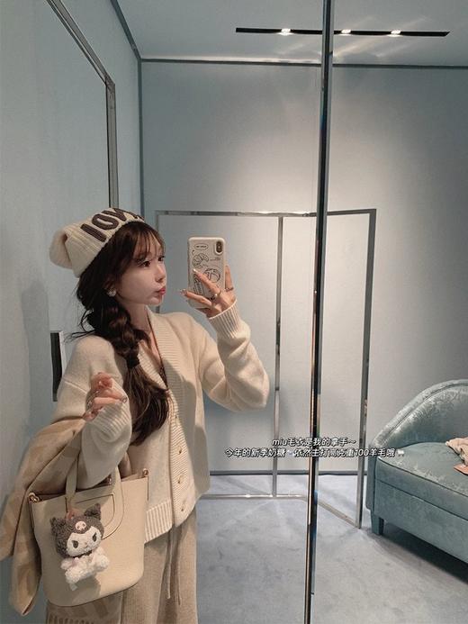 金蘑菇菇  奶糖套组/美丽绒宽松弛保暖针织开衫 商品图0