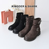 经典鲨2024年冬新款潮流百搭圆头侧拉链时尚短筒靴褶皱靴女KW89-D58181 商品缩略图0