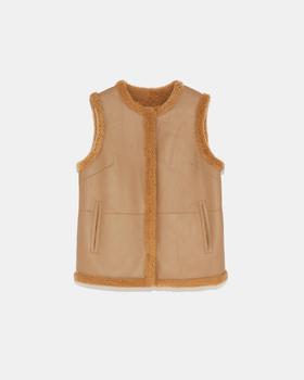 Yves Salomon - VEST  CURLY MERINOS LAMB - MADELEINE - 女装 - 背心 - 玛德琳棕