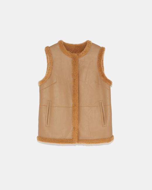 Yves Salomon - VEST  CURLY MERINOS LAMB - MADELEINE - 女装 - 背心 - 玛德琳棕 商品图0