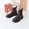 经典鲨2024年冬季新款百搭圆头时尚潮流褶皱烟管靴短筒靴女KW358-D58011 商品缩略图2
