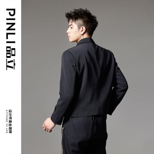 PINLI品立秋季新款刺绣短款小西装下摆交叉设计感西服男外套B243106033 商品图2