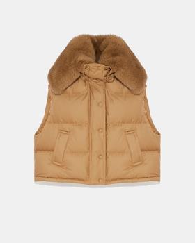 Yves Salomon -  LORO PIANA  FABRIC - MACADAMIA - 女装 - 背心 - 夏威夷果棕