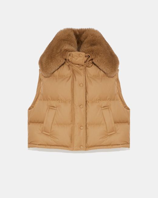 Yves Salomon -  LORO PIANA  FABRIC - MACADAMIA - 女装 - 背心 - 夏威夷果棕 商品图0