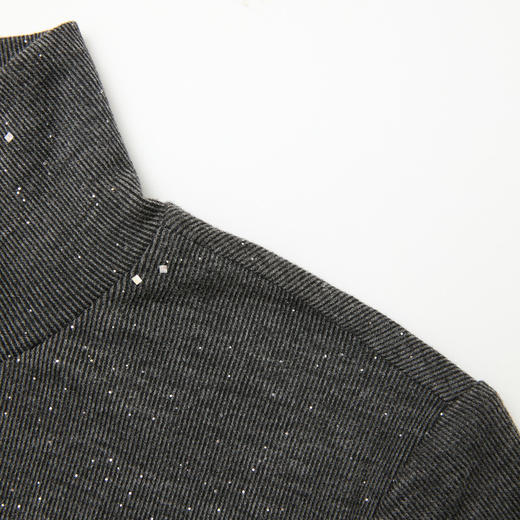 慵懒气质高级感亮片长袖连衣裙女秋季半高领针织直筒裙V4242913 商品图5