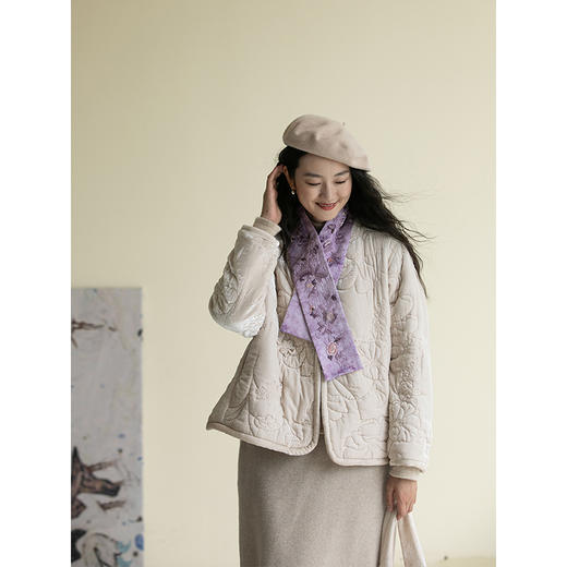 牧衣游原创设计 花意扎染手工刺绣夹棉围巾 花期【不支持会员折】 商品图3