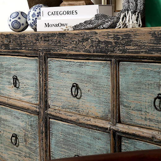 诧寂风实木餐边柜中古复古风全实木餐边柜玄关柜储物收纳柜 商品图4