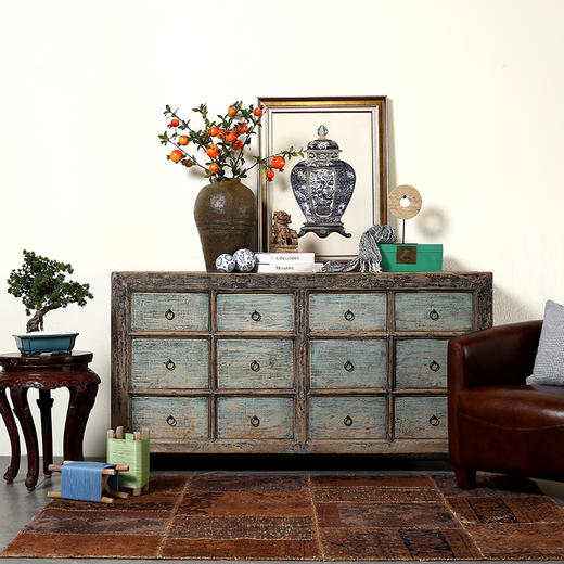 诧寂风实木餐边柜中古复古风全实木餐边柜玄关柜储物收纳柜 商品图2