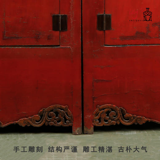 华伦家具明清大柜实木老衣柜古董家具 红漆大柜 衣柜 书柜 商品图4