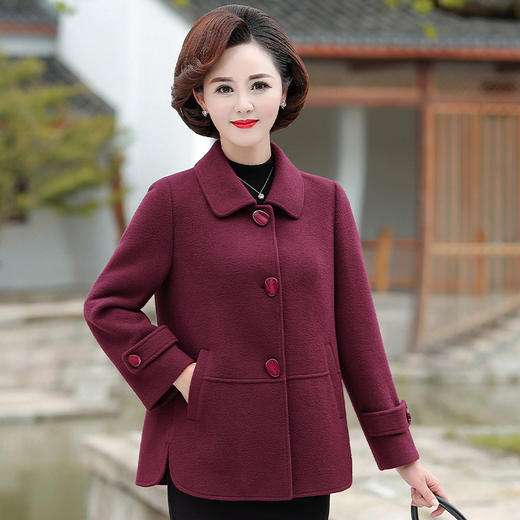 QYzz4051妈妈秋装毛呢外套短款洋气时尚2024新款中老年人女装春秋呢子上衣 商品图0