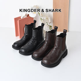 经典鲨2024年冬季新款百搭圆头时尚潮流褶皱烟管靴短筒靴女KW358-D58011