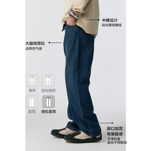 棉仓356819007-重磅棉弹宽松直筒水洗牛仔裤 商品图2