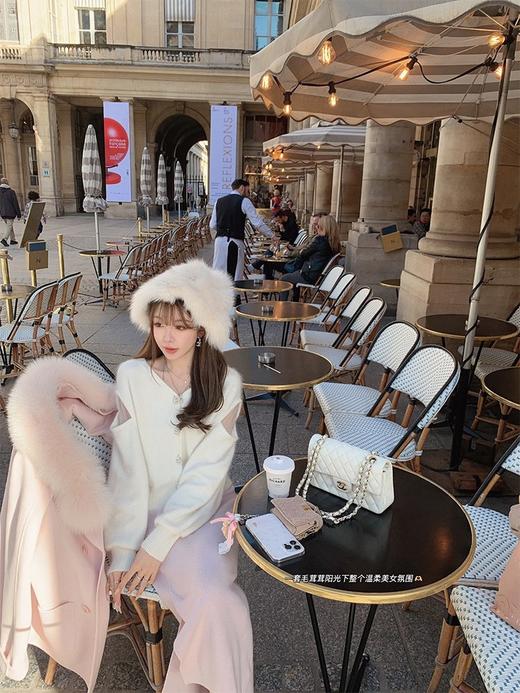 金蘑菇菇 茉莉浣熊穿搭组/ V领毛衣开衫+羊毛半裙 商品图1