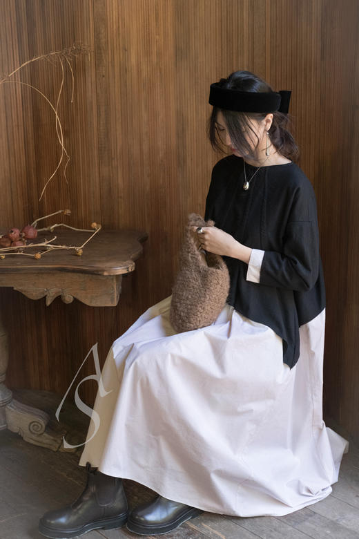 Daniela Gregis  婴儿粉/烟草棕手织羊驼毛两用冷帽/提包 商品图7