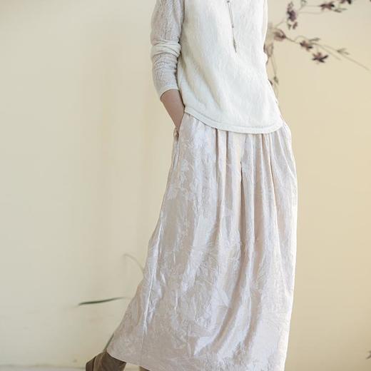 牧衣游原创 芍药提花半裙女冬2024年新款轻盈质朴a字半身裙 春暮 商品图1