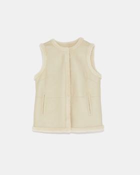 Yves Salomon - VEST  CURLY MERINOS LAMB - MERINGUE - 女装 - 背心 - 蛋白酥白
