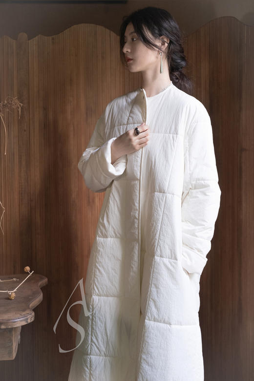 Studio Nicholson  乳白色ARA无领廓形长棉服 商品图0