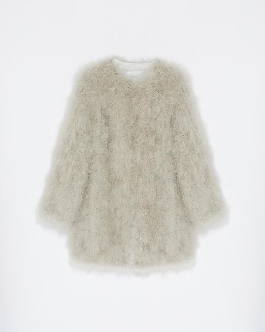 Yves Salomon - COAT  TURKEY FEATHERS - SIROCCO - 女装 - 夹克 - 希洛克灰 商品图0