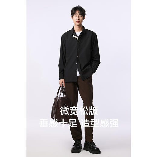 棉仓356804003-微宽松版可机洗羊毛翻领长袖衬衫 商品图1