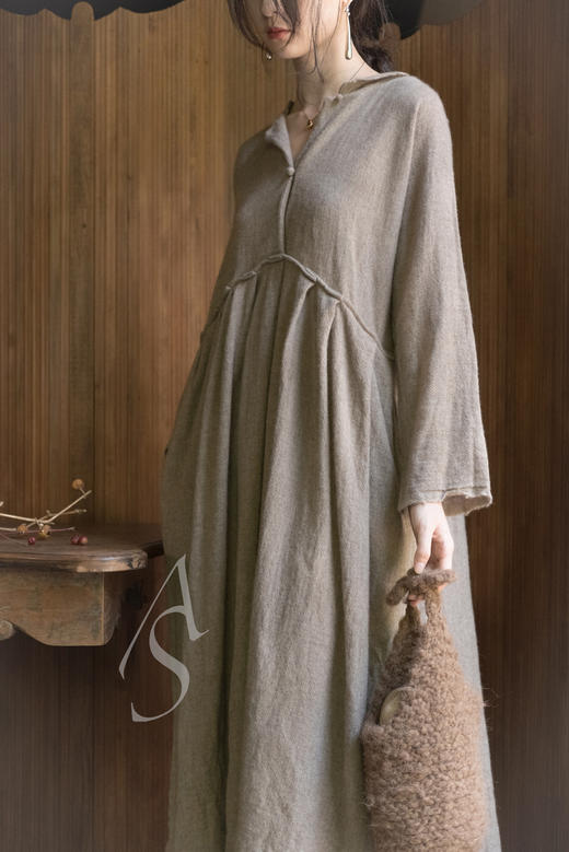 Daniela Gregis  婴儿粉/烟草棕手织羊驼毛两用冷帽/提包 商品图4