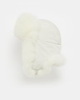 Yves Salomon - CHAPKA SKIWEAR FABRIC/FOX - MONT BLANC - 女装 - 四角帽 - 山峰白