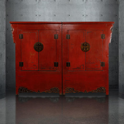 华伦家具明清大柜实木老衣柜古董家具 红漆大柜 衣柜 书柜 商品图0