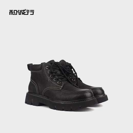 和诚行 2024秋冬新款英伦风高帮靴复古工装靴男沙漠马丁靴1050138 商品图4