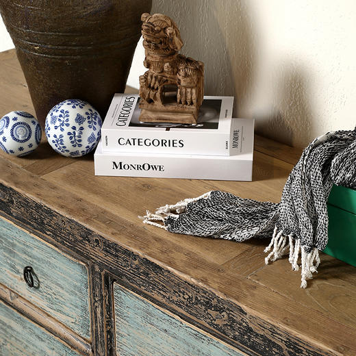 诧寂风实木餐边柜中古复古风全实木餐边柜玄关柜储物收纳柜 商品图3