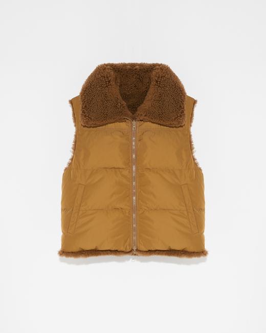 Yves Salomon - VEST   TECHNICAL FABRIC/LAMB - NUTS - 女装 - 背心 - 坚果棕 商品图0