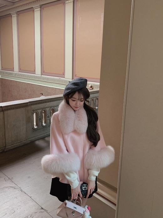 金蘑菇菇 伦敦甜心/娇贵少女氛围 狐狸毛毛领外套 商品图1