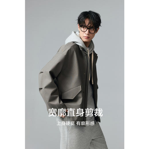 【品牌优选】棉仓宽松廓形机能羊毛混纺立领夹克 商品图1