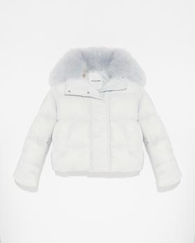 Yves Salomon - DOWN JACKET TECHNICAL FABRIC/LG  HAIR LAMB - SKY BLUE - 女装 - 羽绒服 - 天蓝色