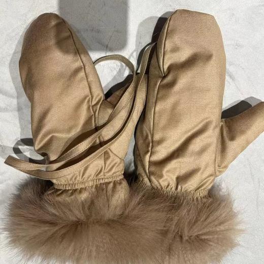 Yves Salomon - LORO PIANA  FABRIC - MACADAMIA - 女装 - 滑雪手套 - 夏威夷果棕 商品图0