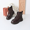经典鲨2024年冬季新款百搭圆头时尚潮酷侧拉链短筒加绒保暖马丁靴女KW330-D58021 商品缩略图3