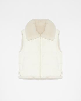 Yves Salomon - VEST TECHNICAL FABRIC/LAMB - CIME - 女装 - 背心 - 西米白