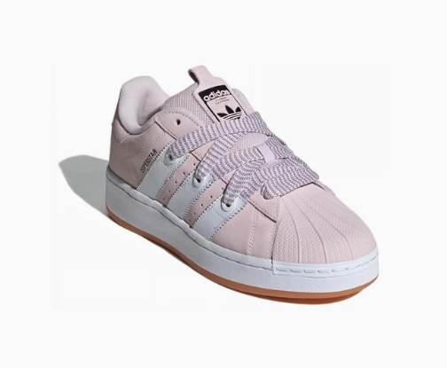 【自营】adidas/阿迪达斯 阿迪达斯女鞋Adidas Superstar三叶草粉白厚底增高低帮板鞋ID0285