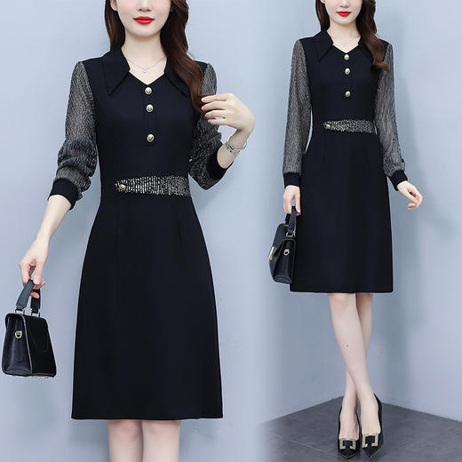 雀说新款时尚洋气翻领拼接假两件减龄显瘦中长款AL2535 商品图2