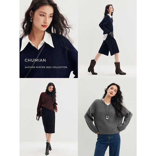 棉仓357635004-V领外穿针织衫 商品图2