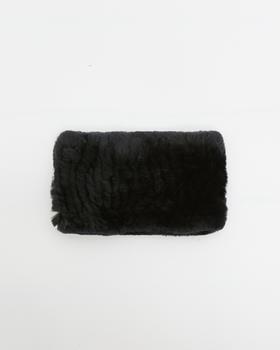 Yves Salomon - HEAD BAND KNITTED REX RABBIT - BLACK - 配件 - 头带 - 黑色