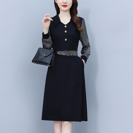 雀说新款时尚洋气翻领拼接假两件减龄显瘦中长款AL2535 商品图1