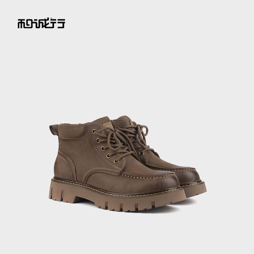 和诚行 2024秋冬新款英伦风高帮靴复古工装靴男沙漠马丁靴1050138 商品图0