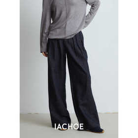 棉仓3561518003-秋季新款宽松显瘦松弛感阔腿裤  *沉淀原浆色牛仔裤女